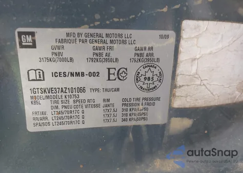 2010 GMC Sierra 1500 Sle from USA, damaged, VIN 1GTSKVE37AZ101066